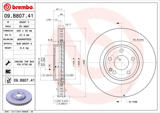 Set (2x) Remschijven voorzijde Brembo premium voor Mercedes-benz Cla Shooting Brake (x117) Cla 250 4-matic (117.951)