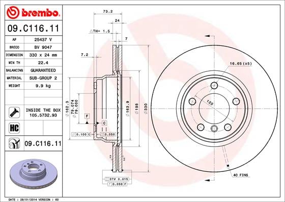Set (2x) Remschijven voorzijde Brembo premium voor Bmw 3 (f30, F80) 330 D Xdrive