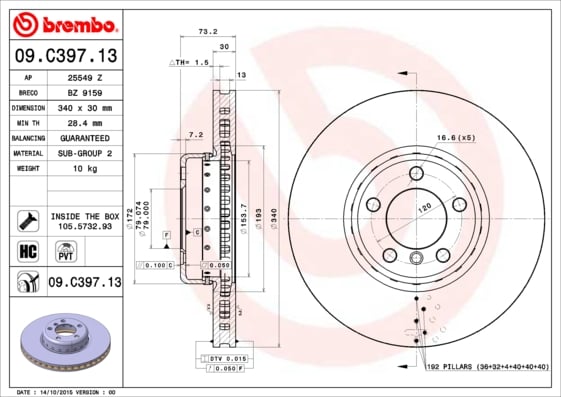 Set (2x) Remschijven voorzijde Brembo premium voor Bmw 3 (f30, F80) 318 D