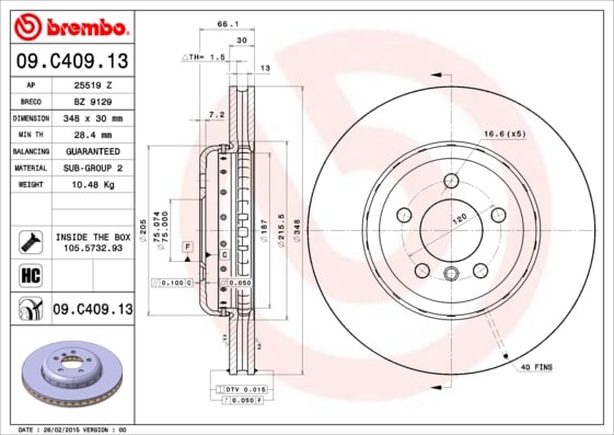 Set (2x) Remschijven voorzijde Brembo premium voor Bmw 6 Coupe (f13) 640 I Xdrive