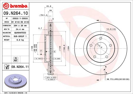 Set (2x) Remschijven voorzijde Brembo premium voor Mitsubishi Asx 2.2 Di-d 4wd