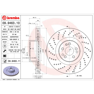 Mercedes-benz S-klasse (w220) S 600 (220.176) Set (2x) Remschijven voorzijde Brembo premium